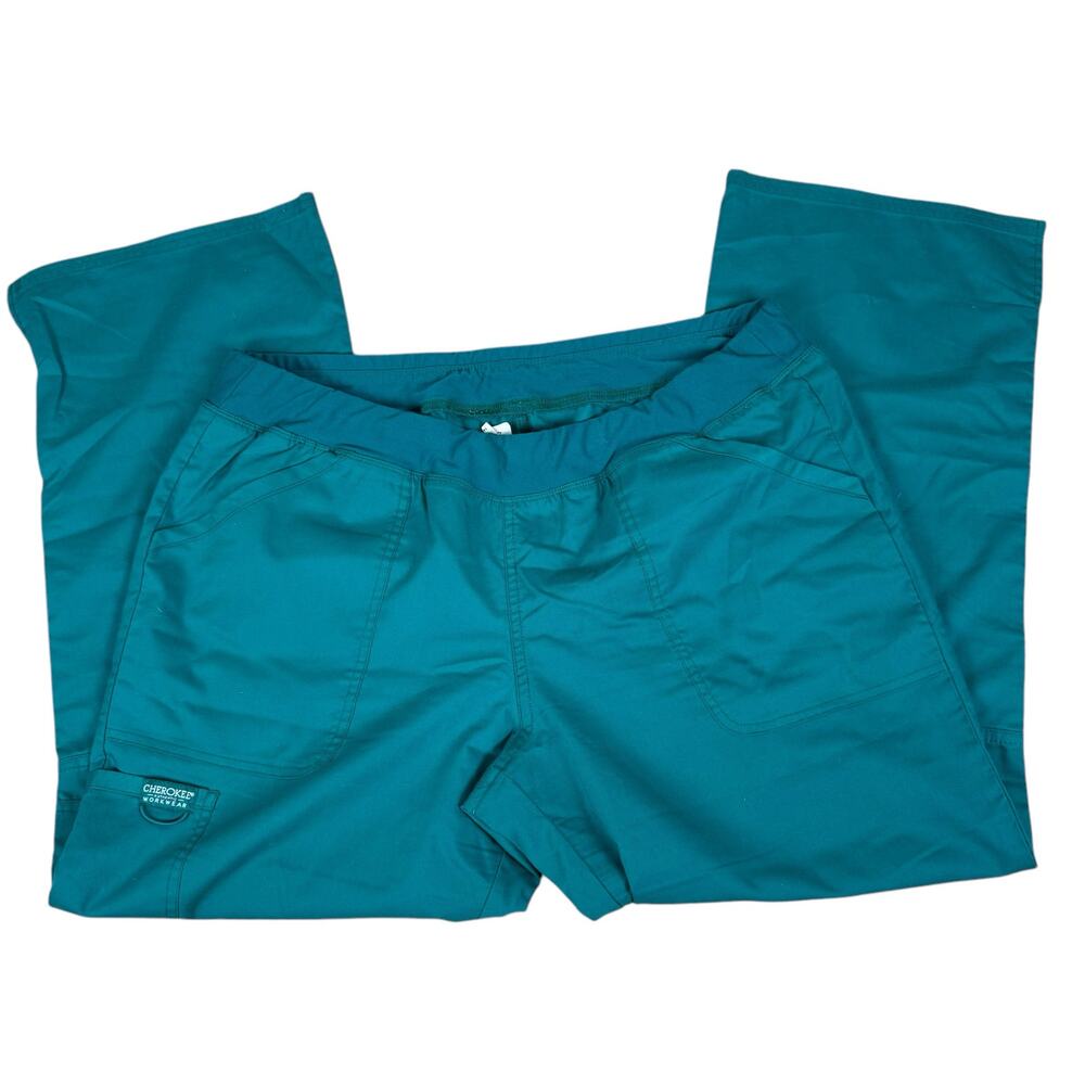 Cherokee Workwear Women Green Scrub Pants Size LP Nurse Hospital Vet Tech